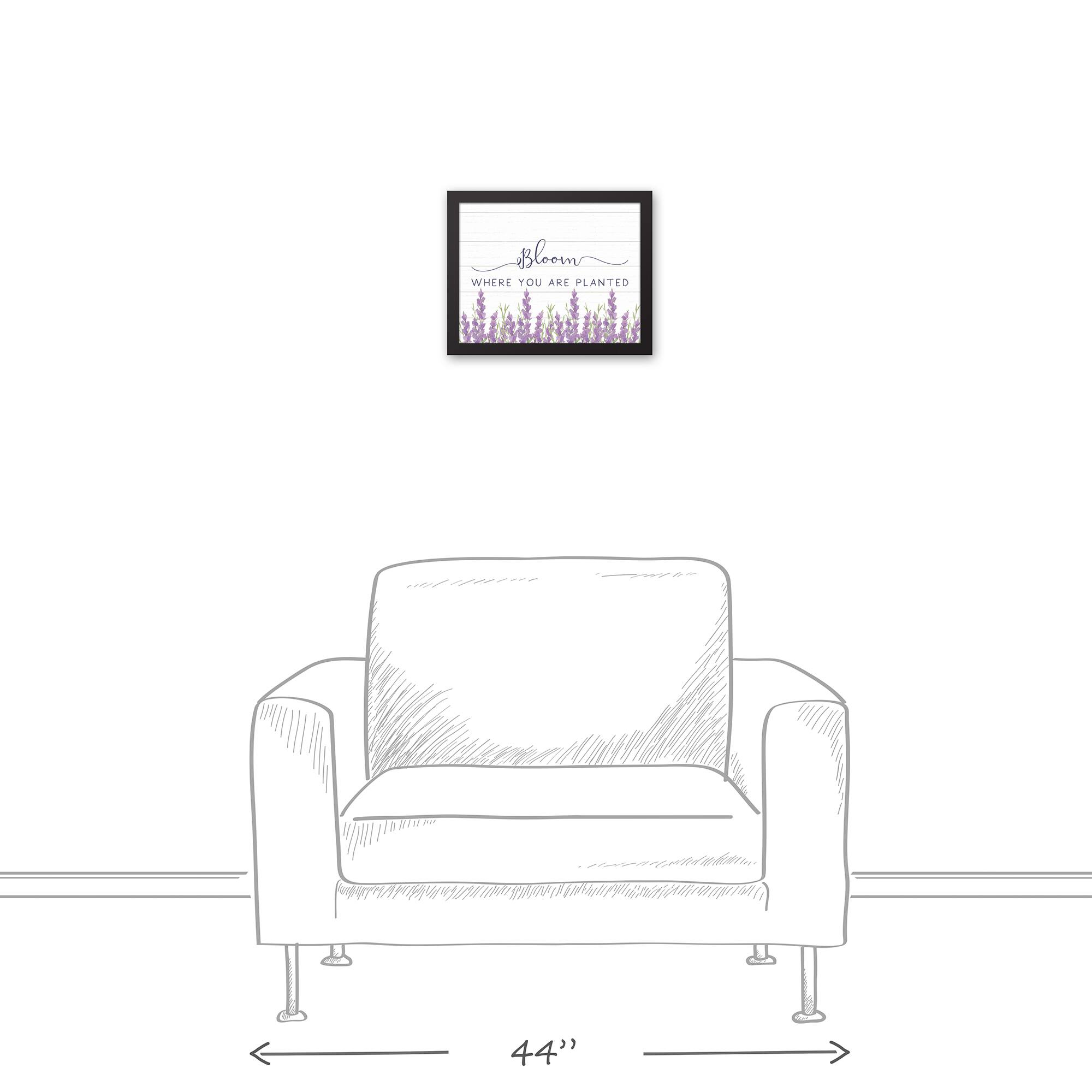 Bloom Where Planted Lavendar 11" x 14" Black Floating Framed Canvas